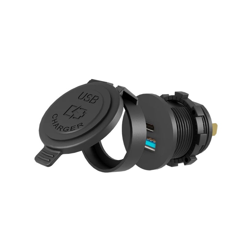 Bluejw Waterproof Quick Charge 3.0 Dual USB Car Charger & USB-C 12V Motorcycle Charger Flush Mount Outlet Socket - Automobile Chargers Compatible - Image 4